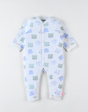 Pyjama sans pied à imprimé Nouky en jersey, écru/bleu