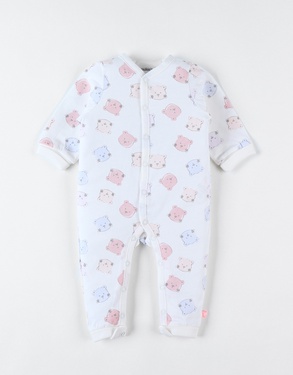 Jersey Nouky onesie pyjamas, off-white/aqua/pink