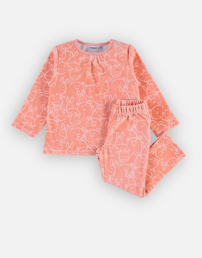 Pyjama 2 pièces en velours, rose clair
