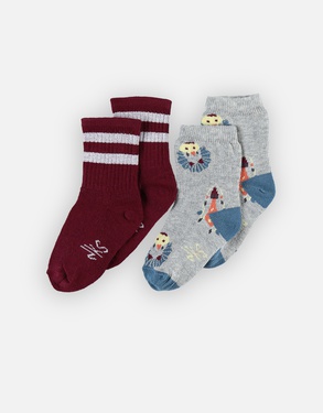 Set met 2 paar sokken, grijs/bordeaux