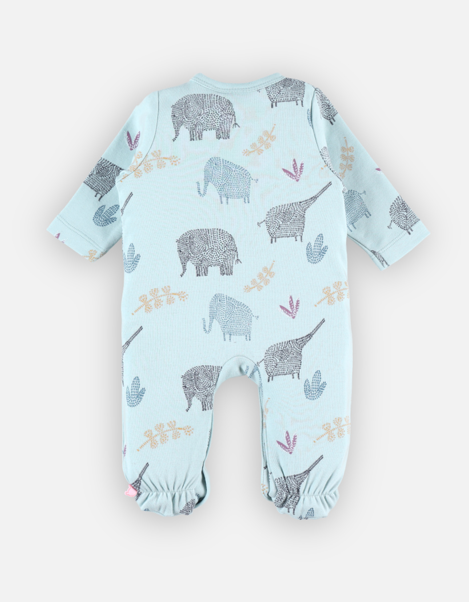 Pyjama 1 pièce imprimés éléphants en jersey, aqua