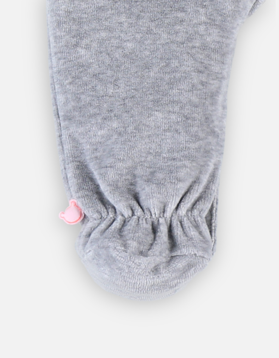 Fluwelen 1-delige pyjama met olifanten, lichtgrijs