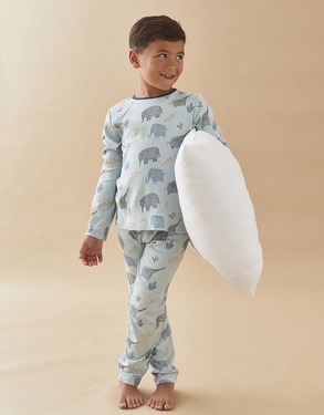 Jersey 2-piece pyjamas with elephant print, aqua