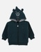 Peacock-blue hooded sweatshirt