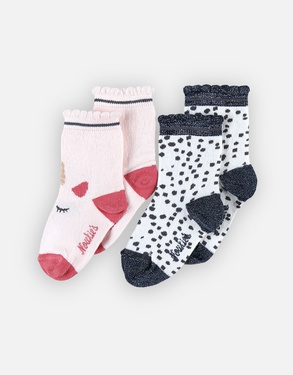 Set of 2 pairs of socks, navy/ light pink