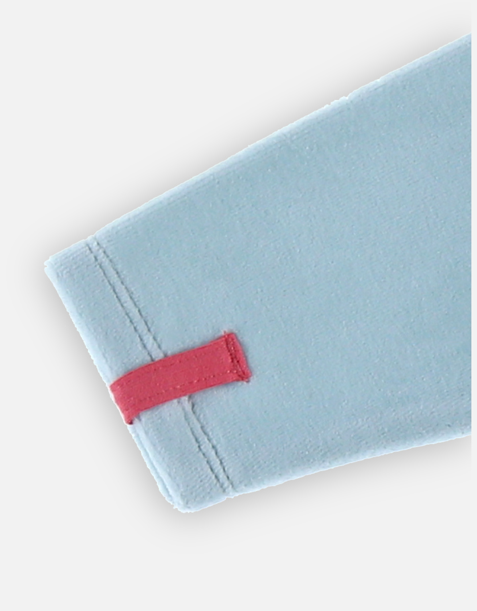 Fluwelen 1-delige pyjama met konijn, aqua