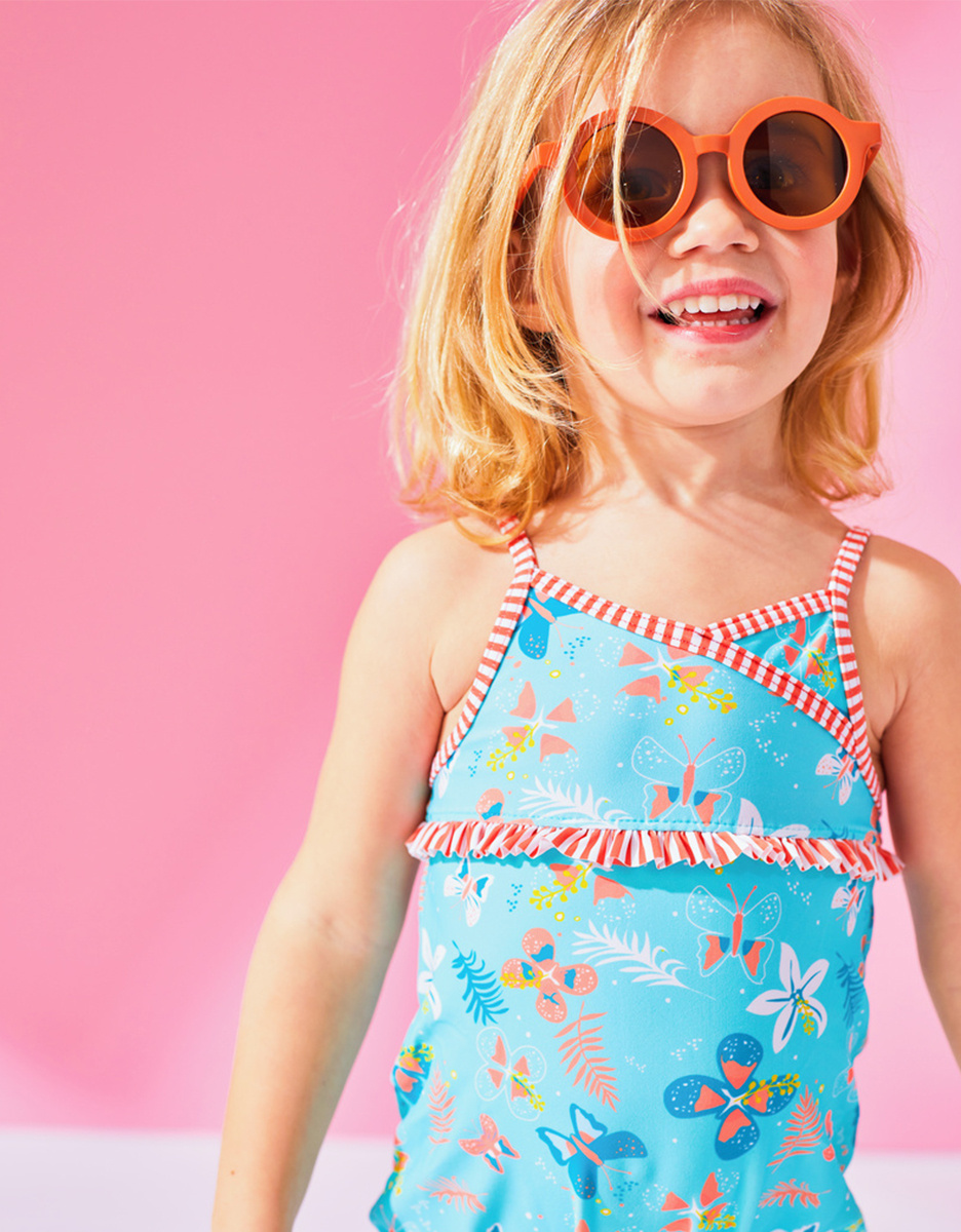 1 Piece swimsuit Double protection Pink