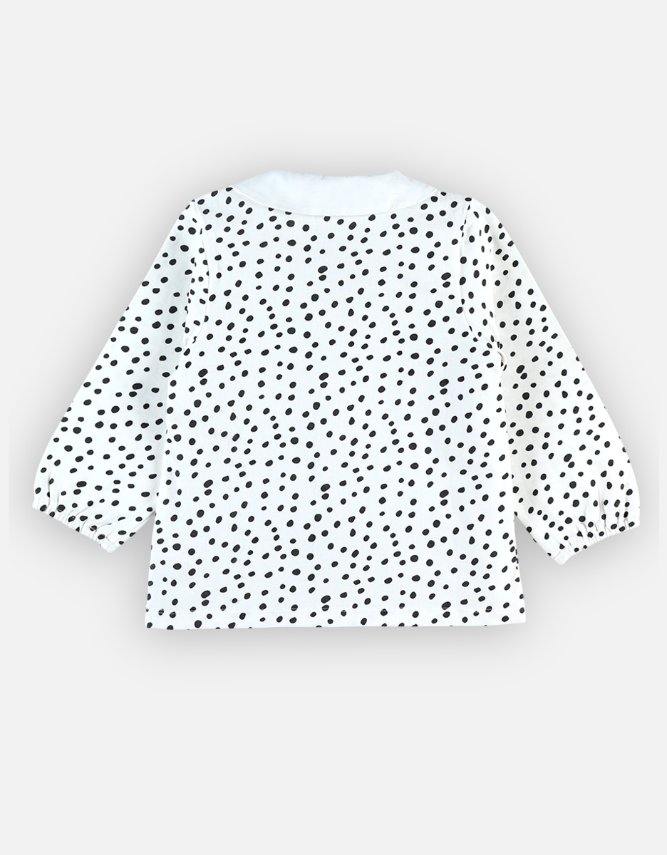 Polka dot blouse, white