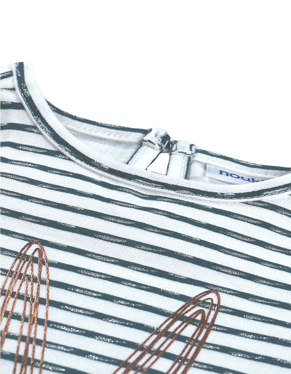 Blue-striped t-shirt with short sleeves and lurex