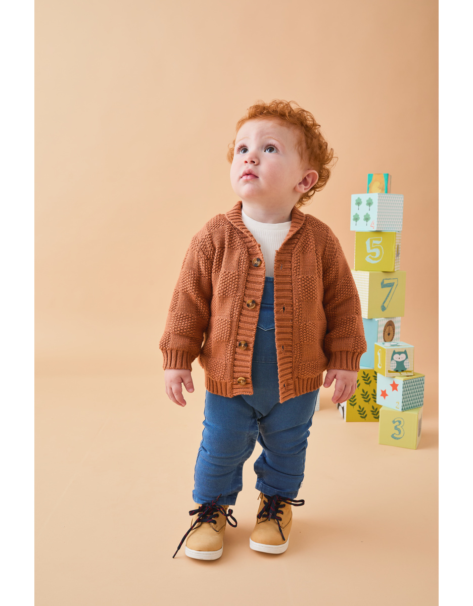 Knitted cardigan, caramel