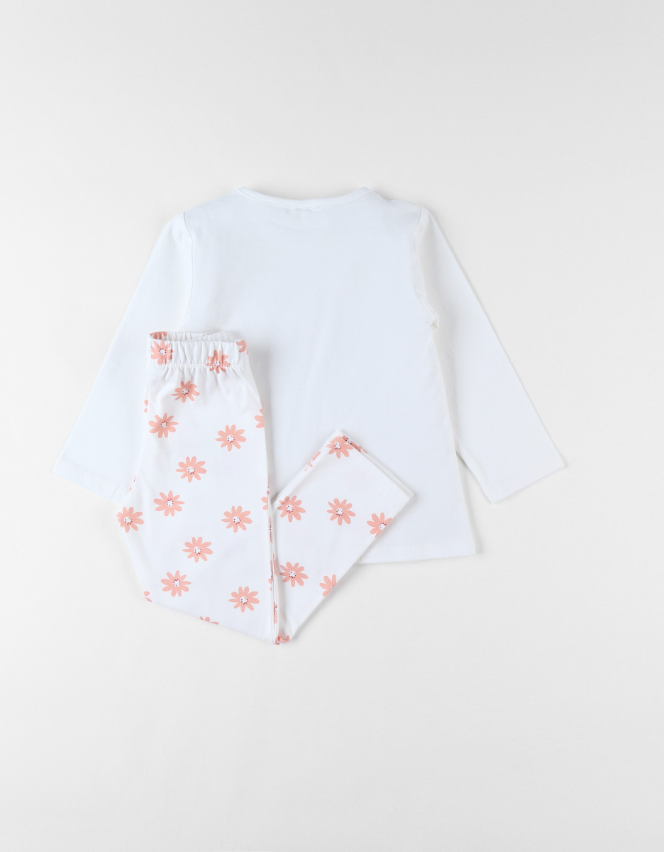 Jersey 2-piece pyjamas, coral/off-white
