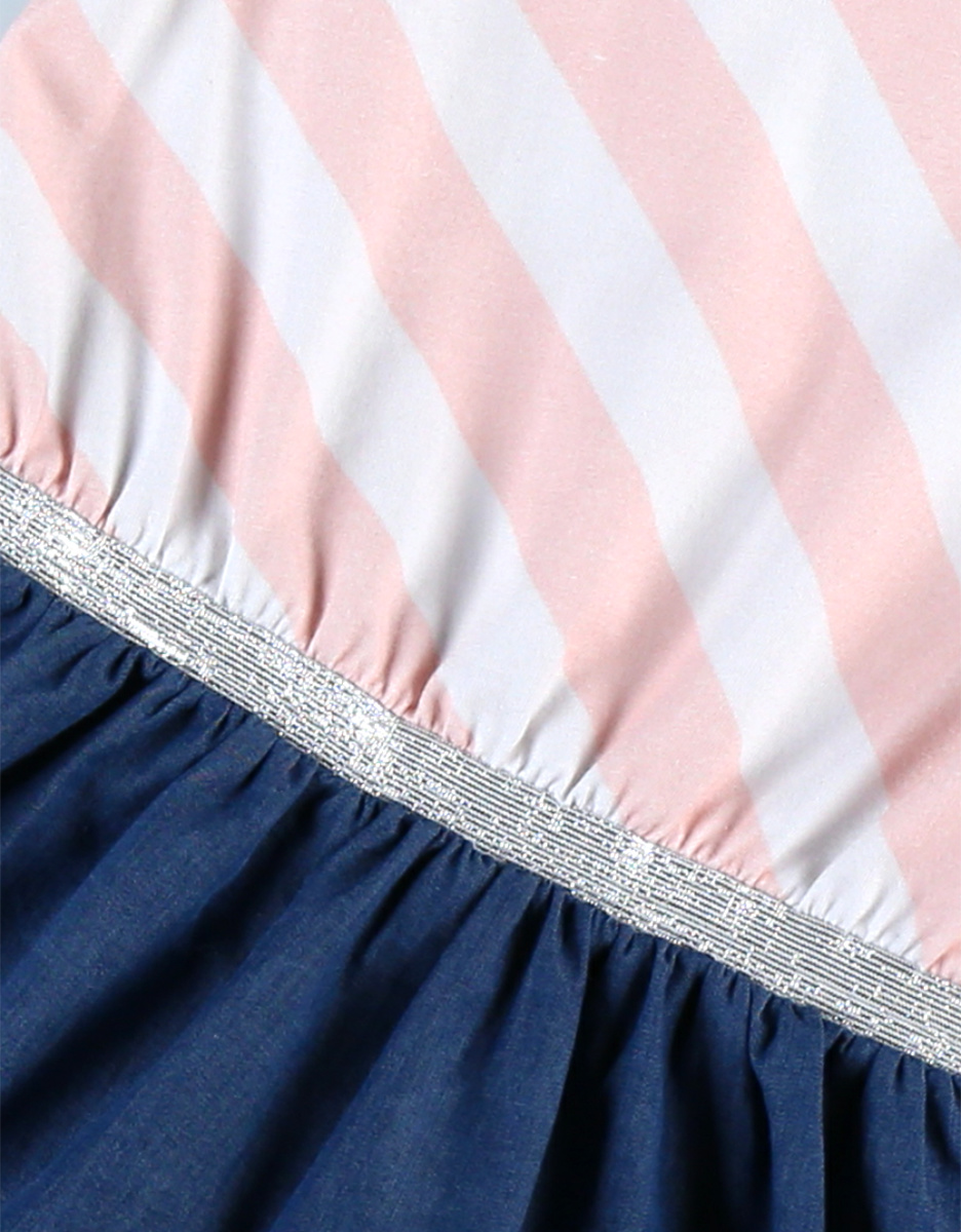 Bi-material dress, light pink/blue