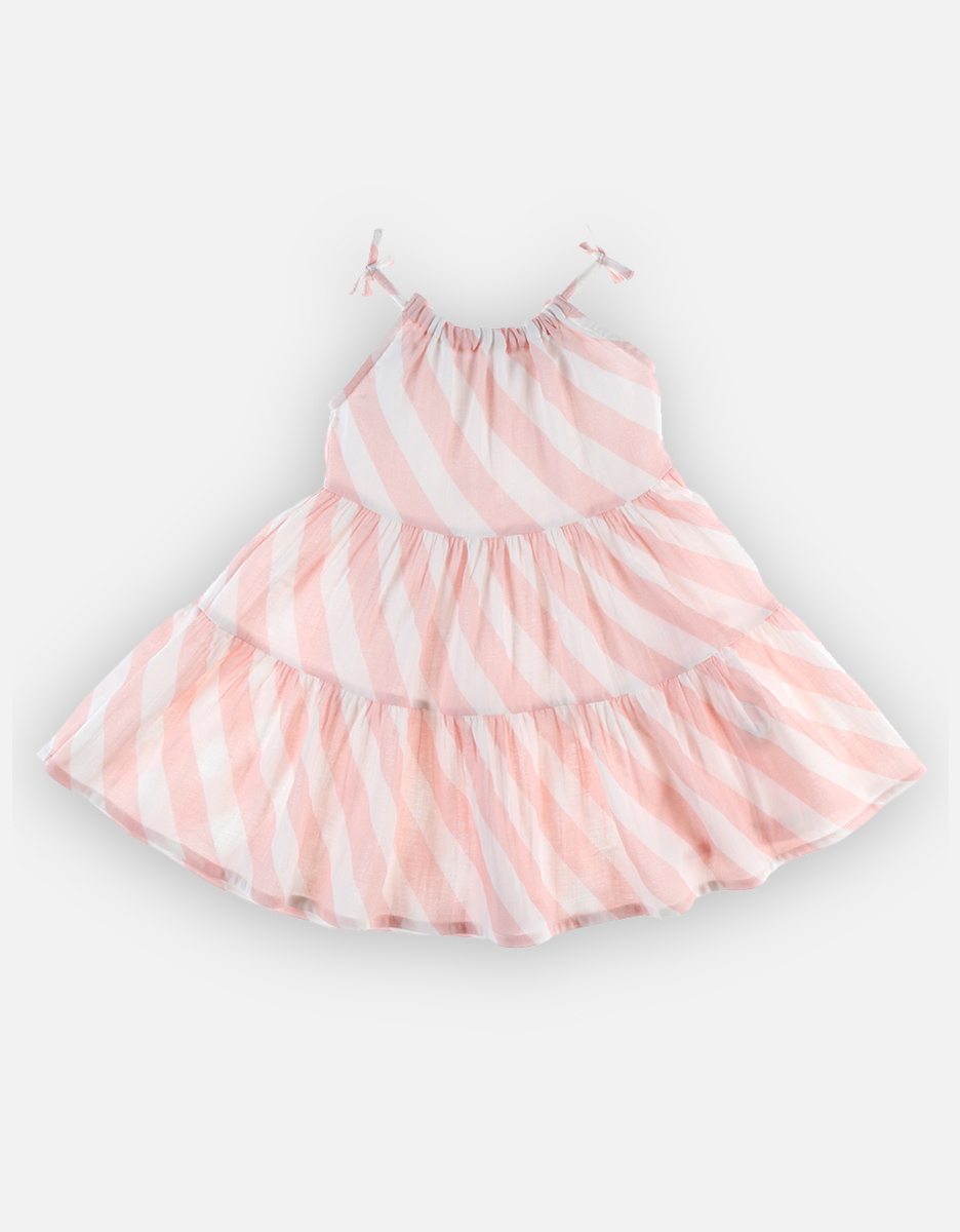 Robe rayée en coton BIO, rose clair