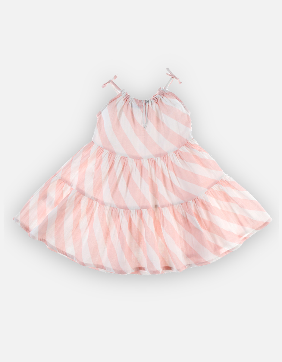 Robe rayée en coton BIO, rose clair