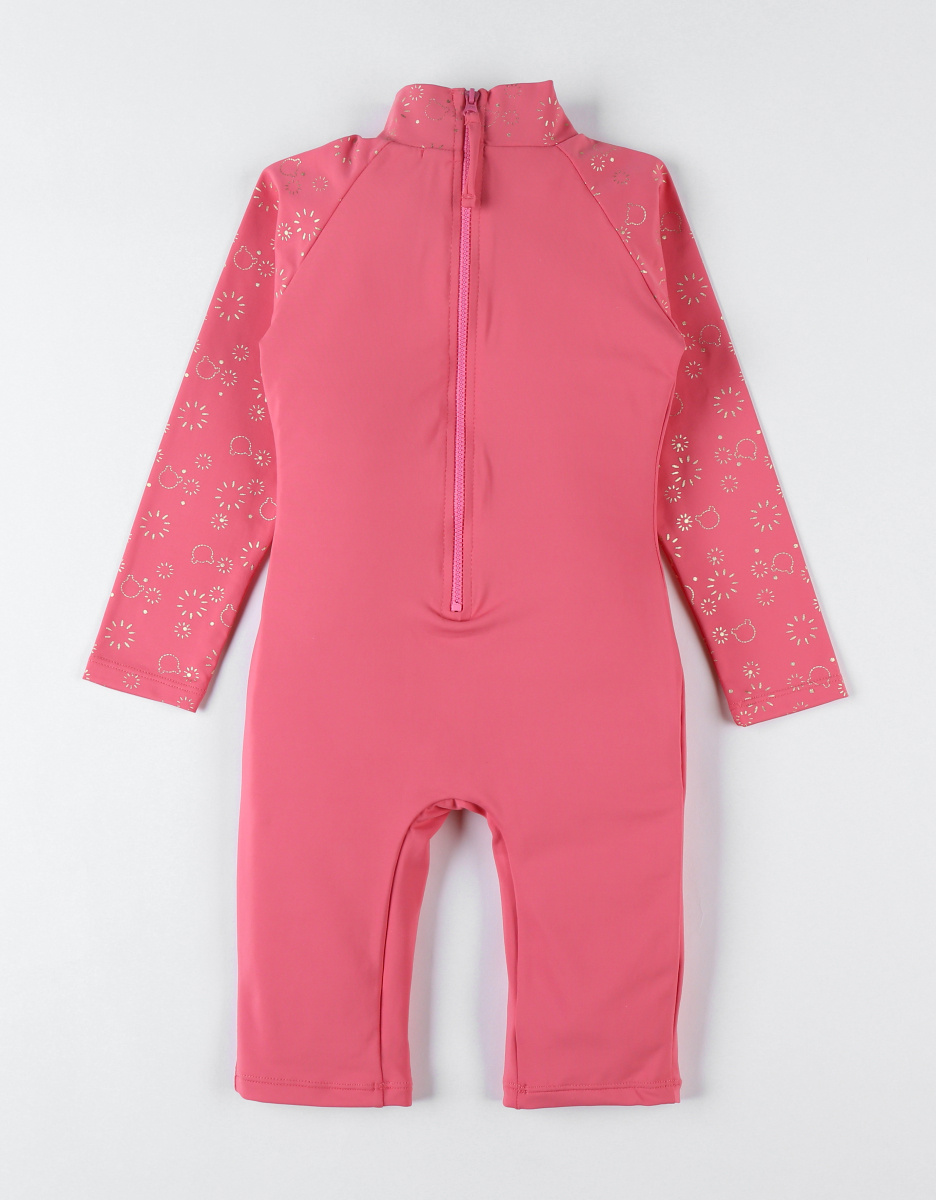 Combi Anti-UV à imprimé lurex, rose foncé