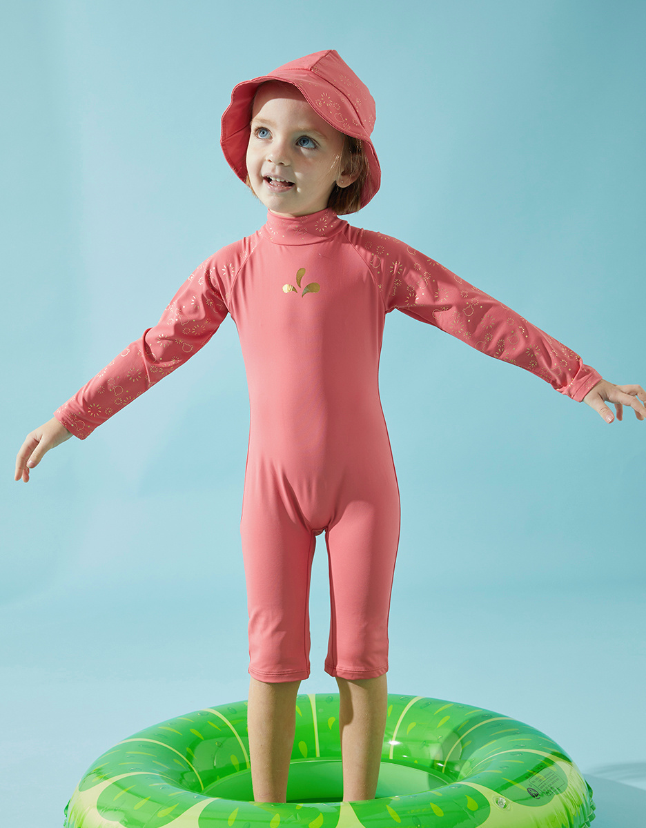 Combi Anti-UV à imprimé lurex, rose foncé