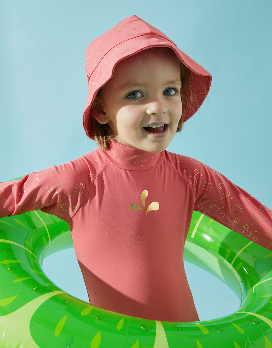 Combi Anti-UV à imprimé lurex, rose foncé