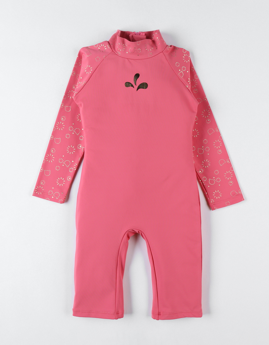 Combi Anti-UV à imprimé lurex, rose foncé