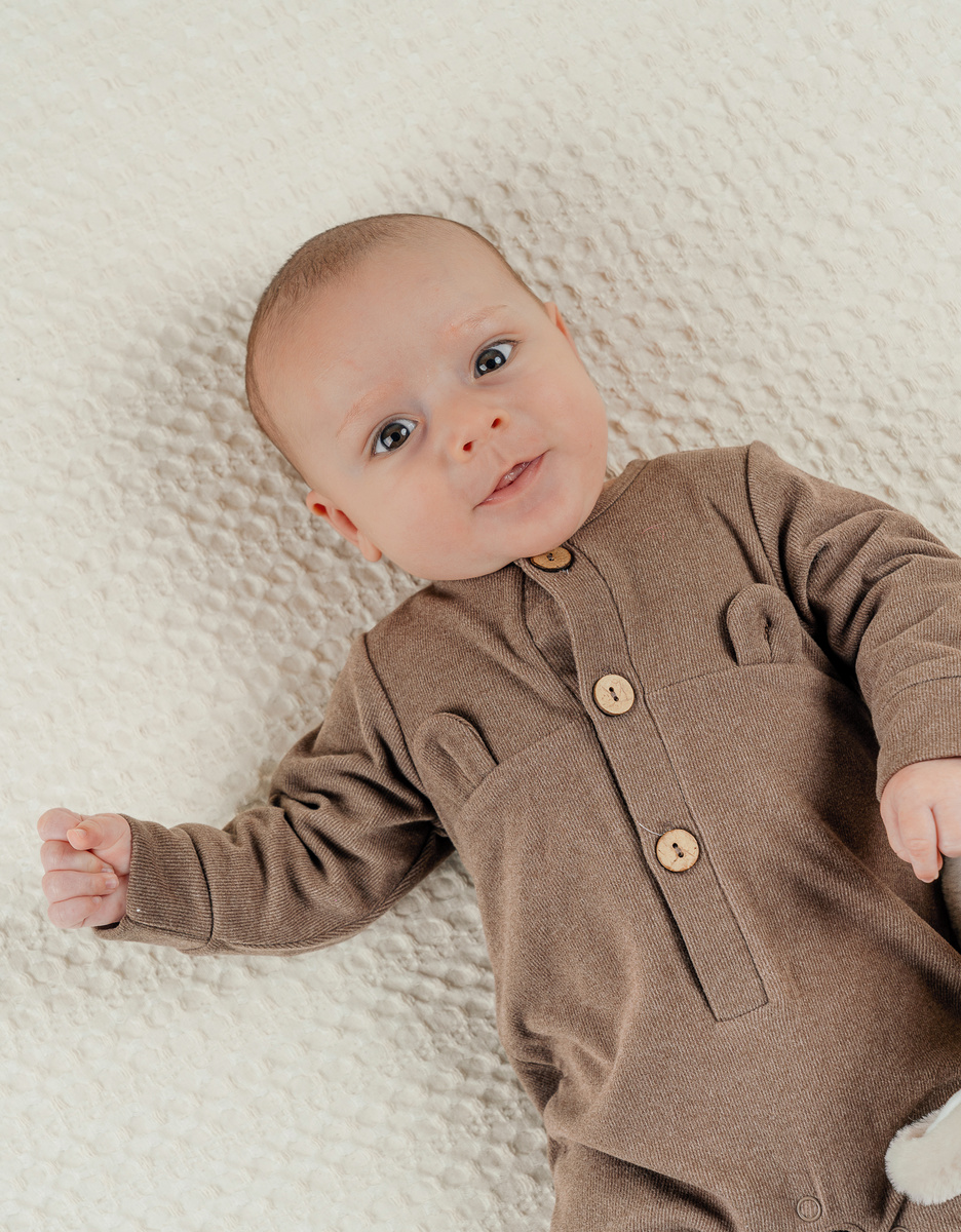 Brown ribbed jersey sleepsuit
