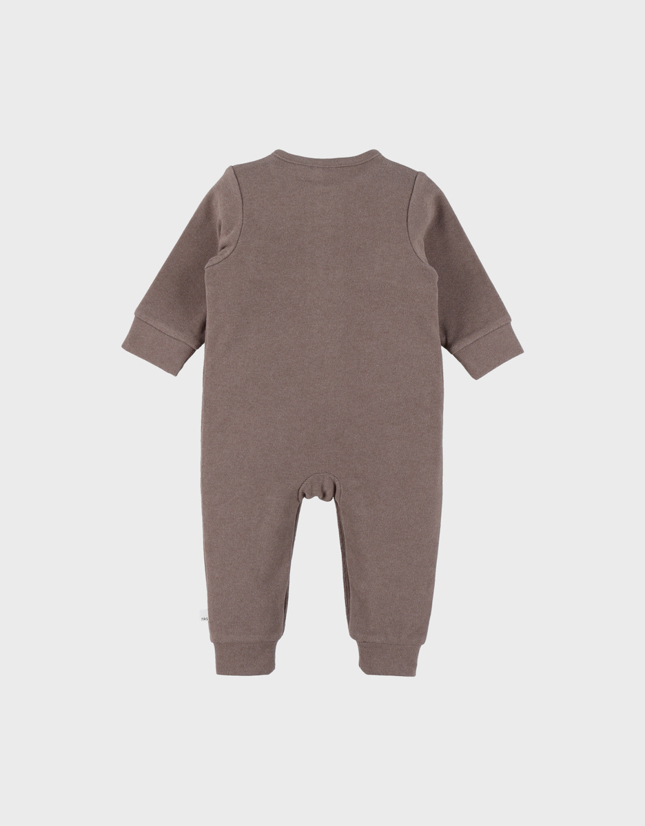 Brown ribbed jersey sleepsuit
