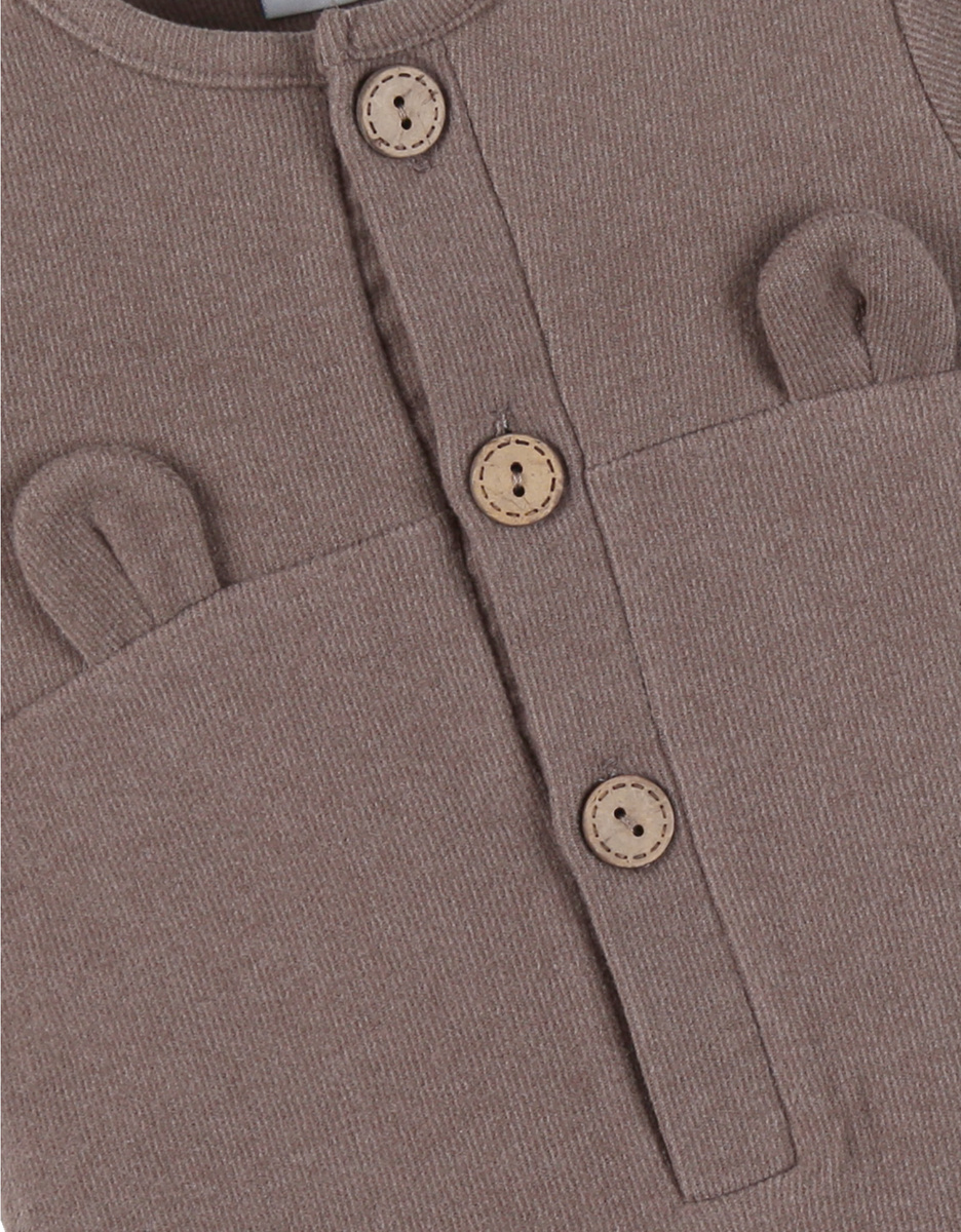 Brown ribbed jersey sleepsuit
