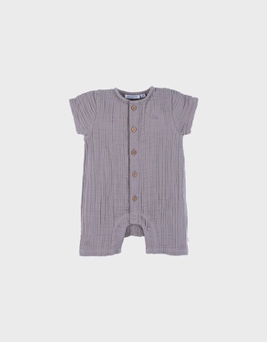 Baby romper and playsuit in soft brown cotton