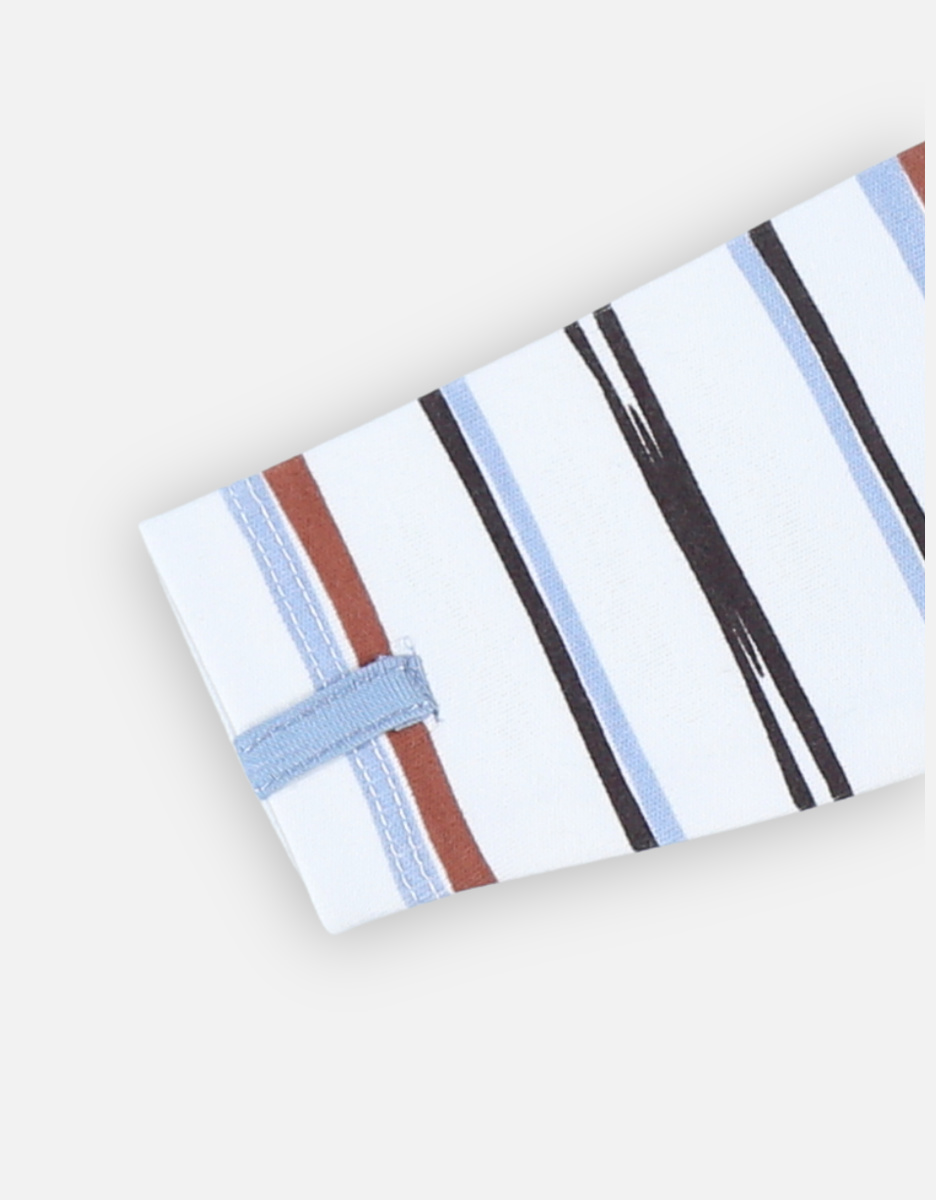 Interlock striped 1-piece pyjamas, off-white/blue