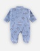 Fluwelen 1-delige pyjama met dierenprint, blauw