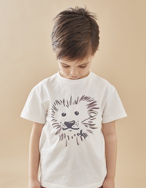 T-shirt imprimé lion, écru