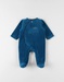 Pyjama 1 pièce rhinocéros en velours, bleu canard