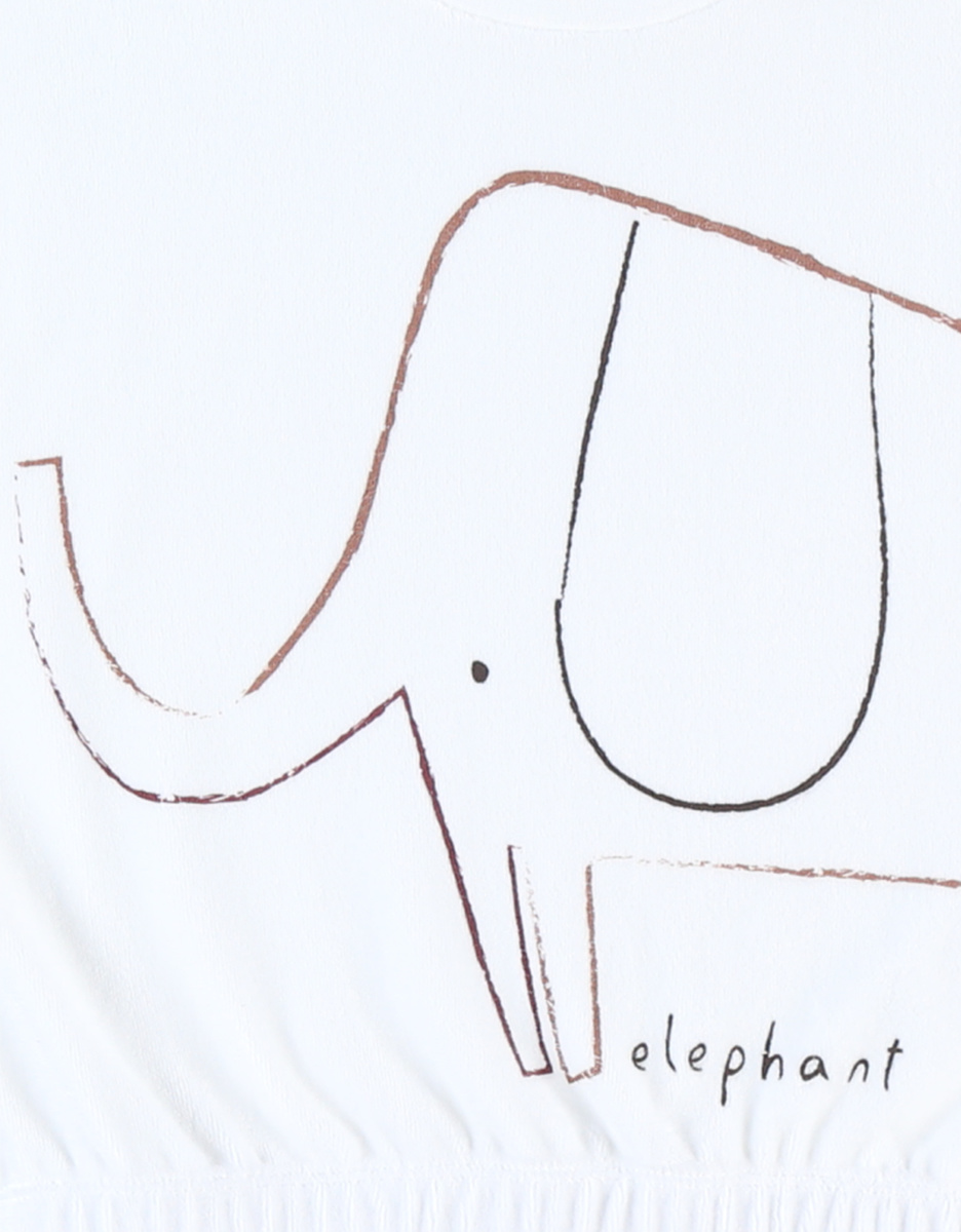 Fluwelen 2-delige pyjama met olifant, ecru/roos