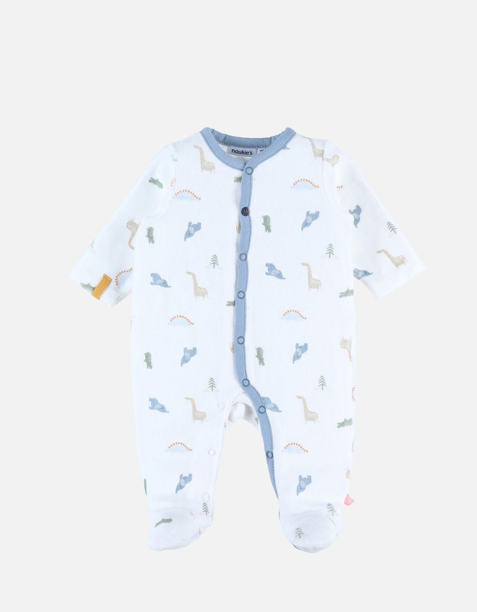 1-piece velvet pyjamas with dinosaursaursaur print, off-white