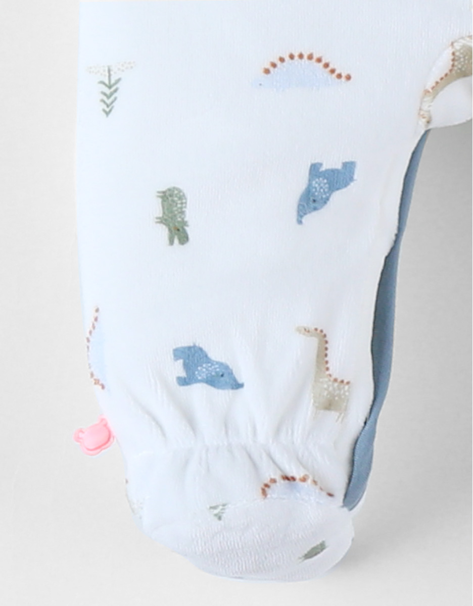 1-piece velvet pyjamas with dinosaursaursaur print, off-white