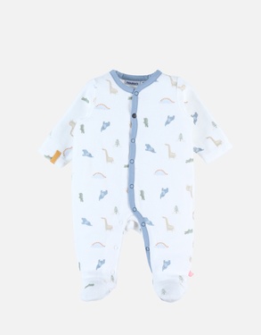 1-piece velvet pyjamas with dinosaursaursaur print, off-white