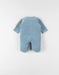 1-delige pyjama met dino uit fluweel, middenblauw