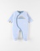 1-delige pyjama met dino uit fluweel, lichtblauw/ecru