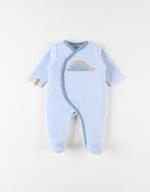 1-piece velvet pyjamas with dinosaursaursaur, light blue/ecru