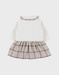 Tweekleurige babyjurk met beige ruitjes
