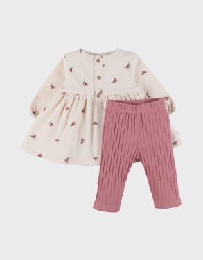 Set jurk en legging in geribde jersey
