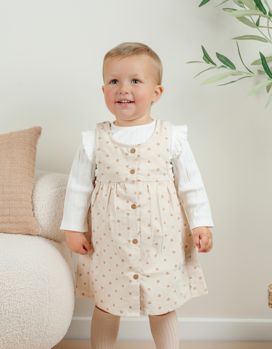 Set jurk en T-shirt in ribfluweel
