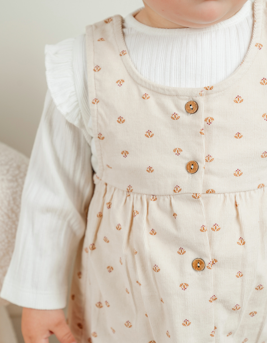 Set jurk en T-shirt in ribfluweel
