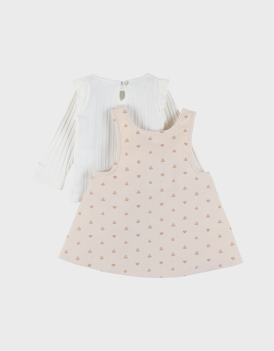 Set jurk en T-shirt in ribfluweel
