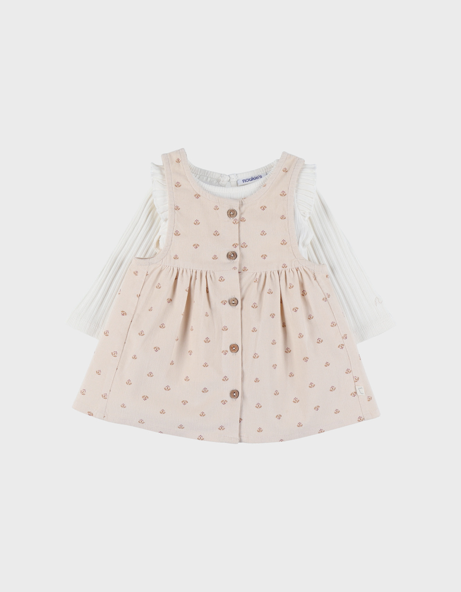 Set jurk en T-shirt in ribfluweel
