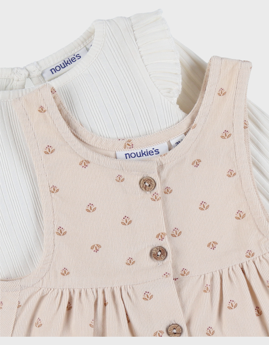 Set jurk en T-shirt in ribfluweel
