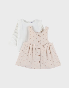 Set jurk en T-shirt in ribfluweel
