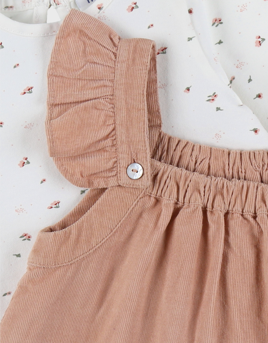 Set jurk en T-shirt in ribfluweel
