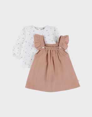 Set jurk en T-shirt in ribfluweel
