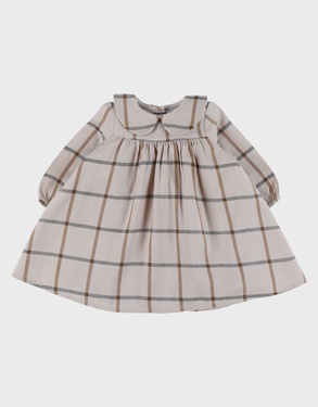 Babyjurk met beige ruitjes
