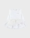 Witte jurk in twee materialen met gebreid lurex

