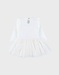 Witte jurk in twee materialen met gebreid lurex
